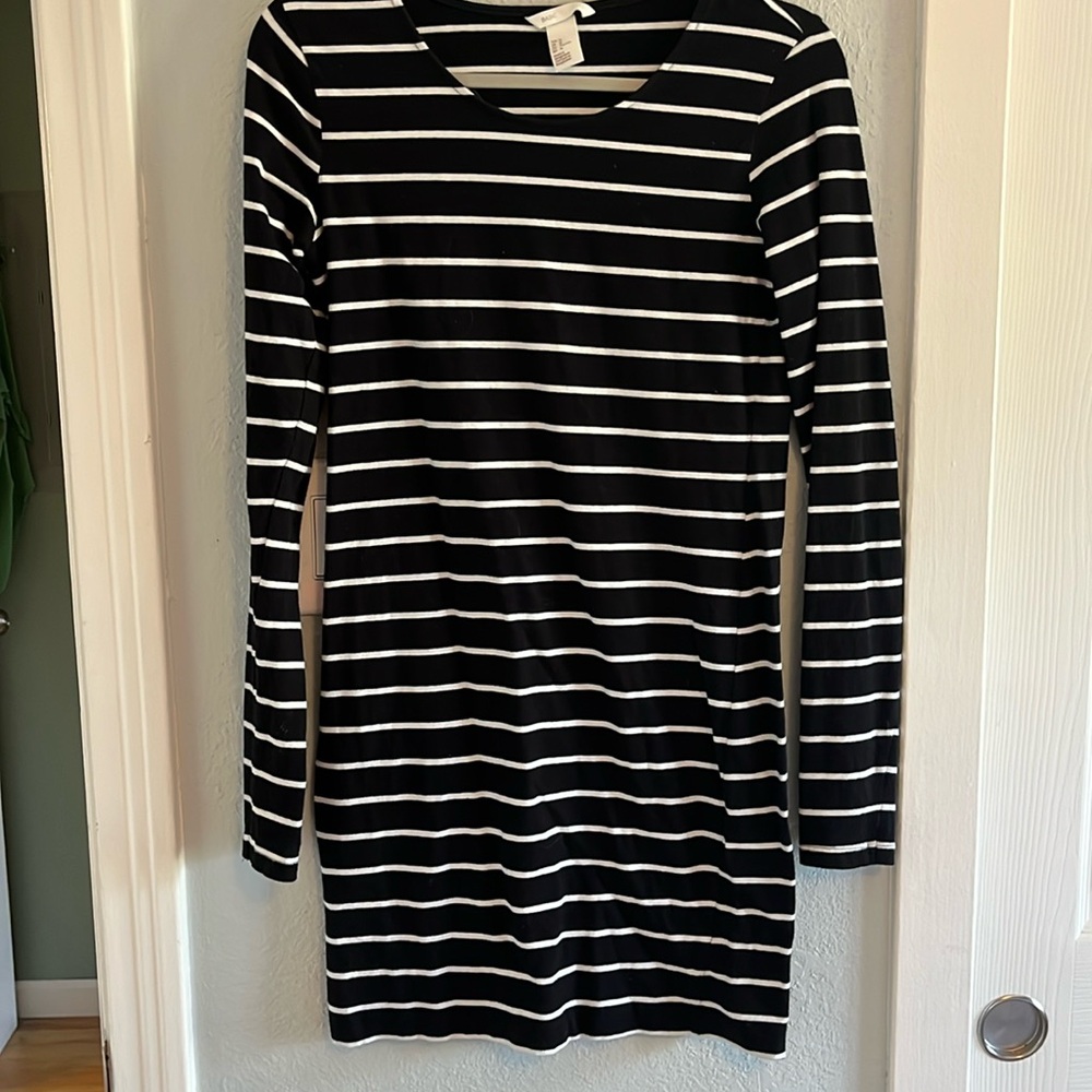 Black and white striped dress